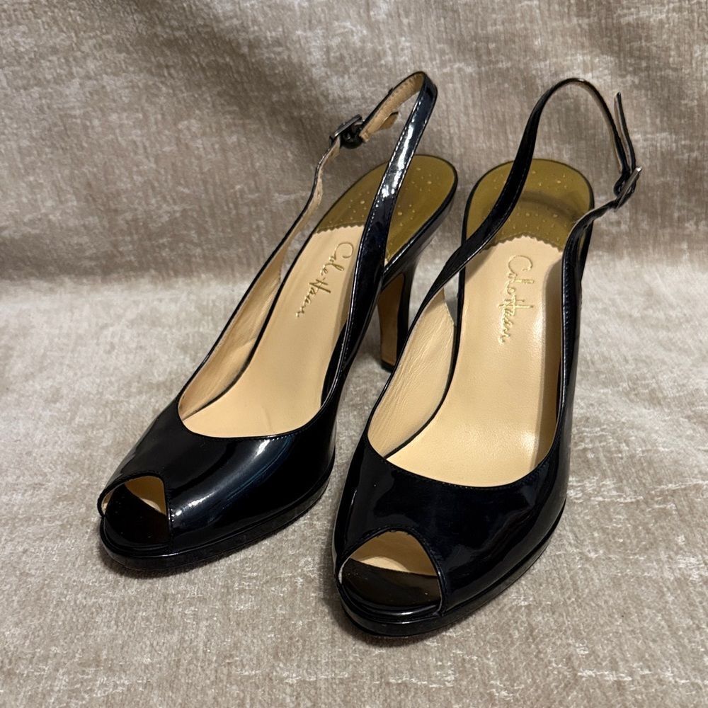 Cole Haan Black Patent Slingback Heels